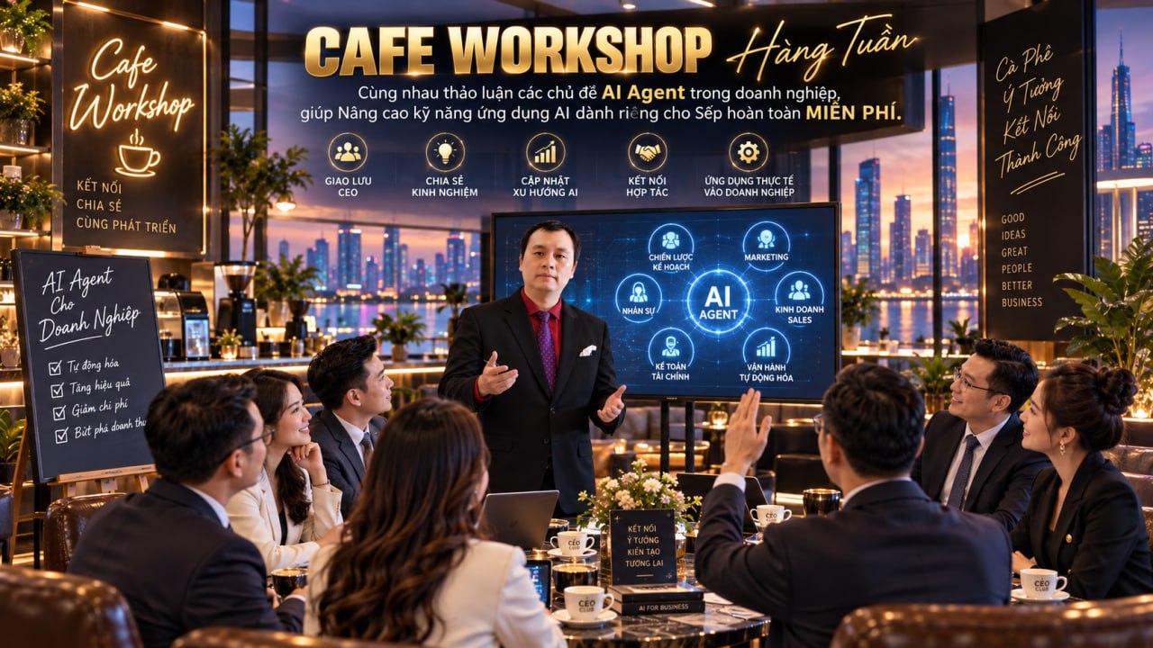 Cafe Workshop Hàng Tuần — CEO trao đổi và ứng dụng AI Agent vào doanh nghiệp